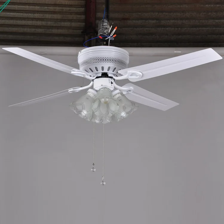 Four iron leaf white ceiling fan light white ceiling fan light wave