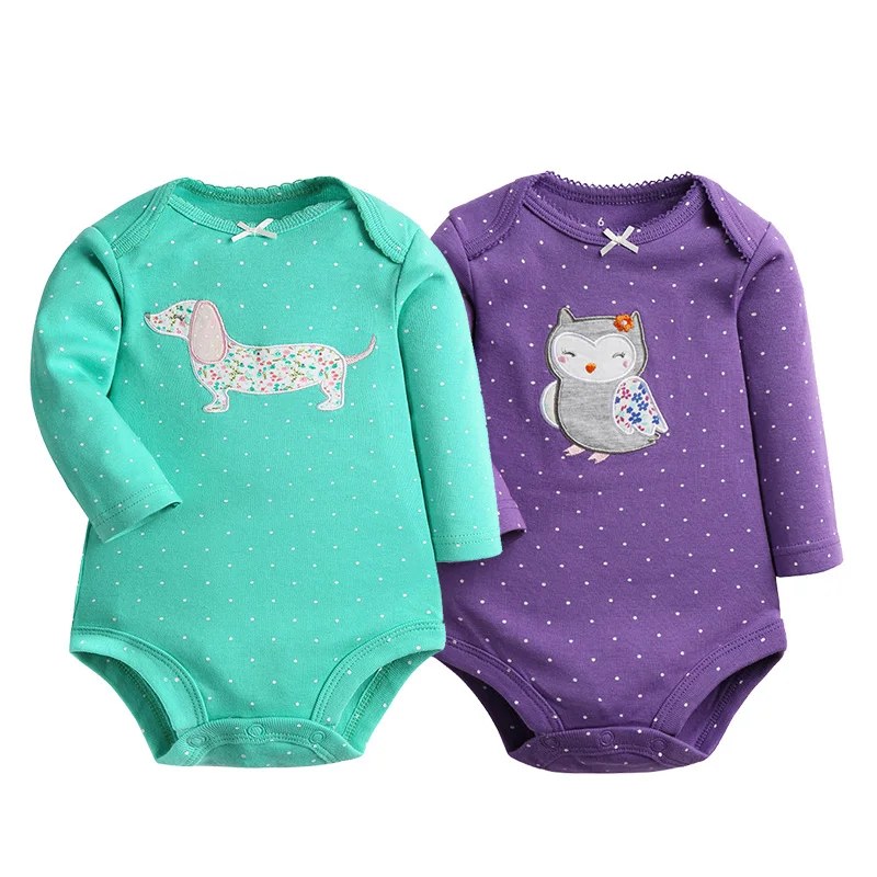 Детские хлопковые костюмы для девочек детские комбинезоны детская одежда для новорожденных комбинезон для девочки6-24 м - Цвет: Green Purple