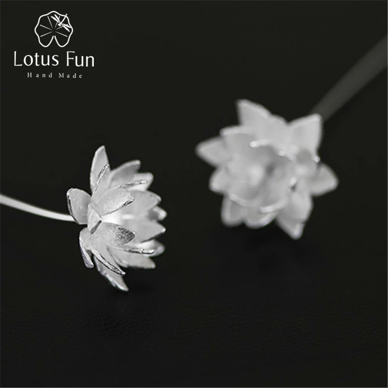 

Lotus Fun Real 925 Sterling Silver Natural Original Handmade Fine Jewelry Lotus Flower Fashion Dangle Earrings for Women Brincos