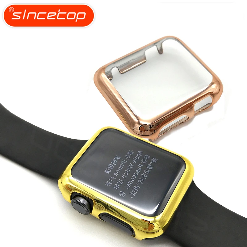 

SINCETOP PC Hard Transparent Screen Guard Fram For Apple Watch series 1/ 2 coque 38MM/42mm Full-covered Colorful Plating Case