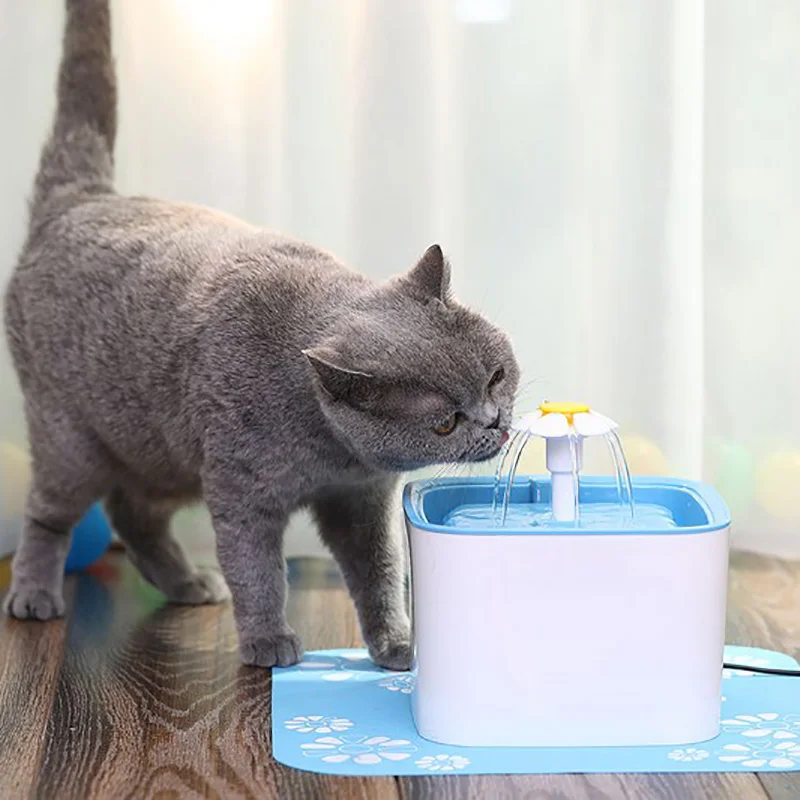 Автоматическая кошка фонтан с питьевой водой 3-ступенчатый фильтрации(обновленная) куб цветок Стиль 2.5L для собачьего питья чашечный питатель кота собаки