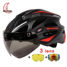MOON Cycling Helmet With Magnetic Goggles MTB Road Mountain Bicycle Riding Helmet In-mold Lens Bike Protective Helmet цена MOON Cycling Helmet With Magnetic Goggles MTB Road Mountain Bicycle Riding Helmet In-mold Lens Bike Protective Helmet цены онлайн