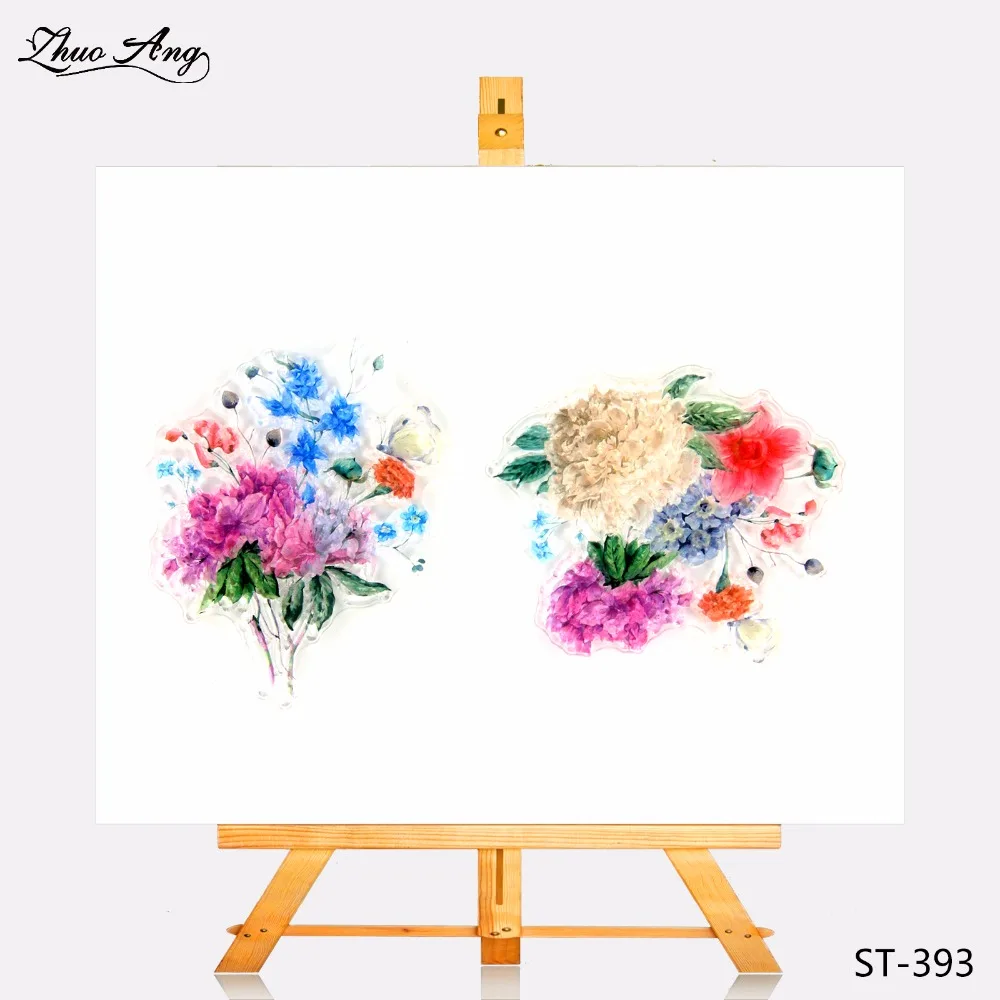 

ZhuoAng Transparent Clear Stamp Colorful Peony Seal for DIY Scrapbooking Photo Album Card Making DIY Decoration Supply