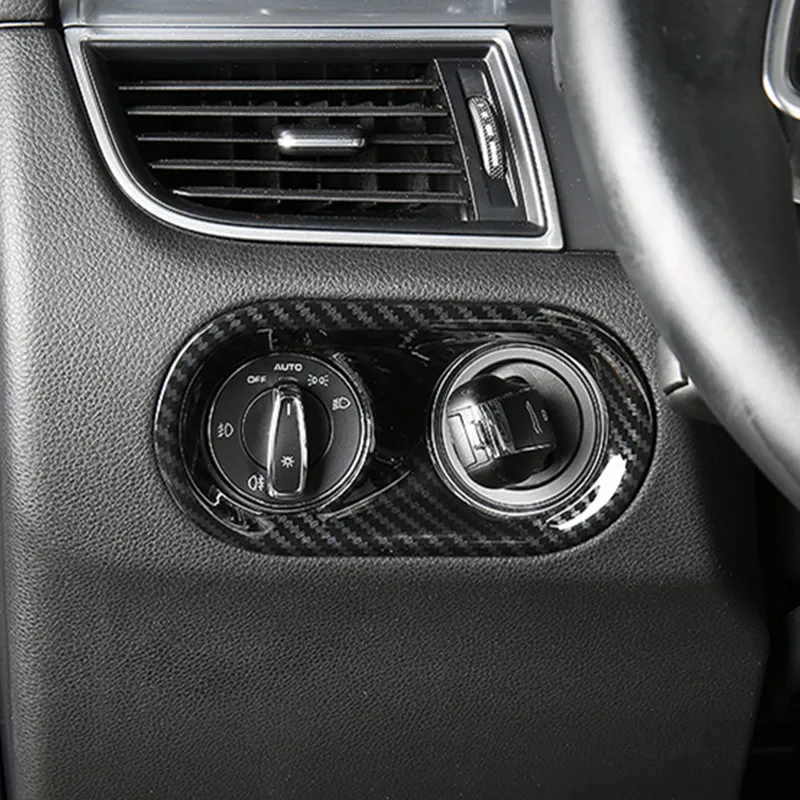 

Carbon Fiber Style Car Headlight Switch Frame Decoration Cover Trim For Porsche Macan 2014-17 ABS Interior Modified Accessories