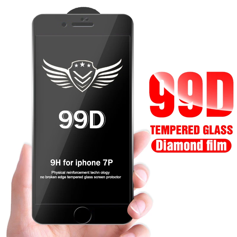 

99D Curved Protective Glass on For iPhone 6 6s 7 8 plus XR X XS Glass Full Cover iPhone Xs Max Screen Protector Tempered Glass