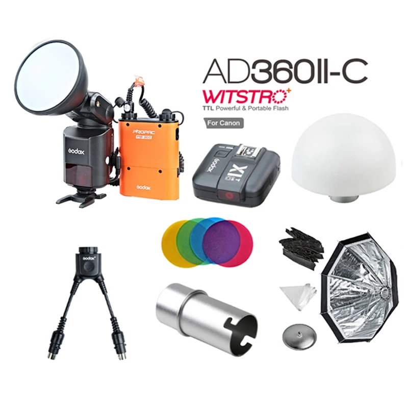 

Godox AD-360 MARK II AD360II-C TTL Powerful Speedlite Flash+PB960 Power Pack Orange+X1C TTL Transmitter+AD-S15 Blub Cover Kit