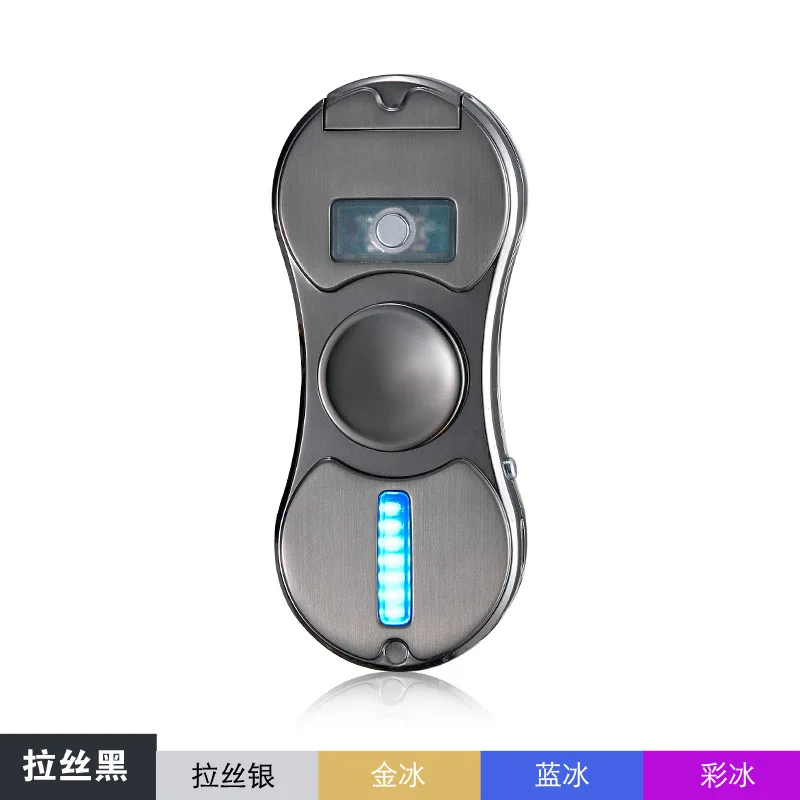 Fingertip Gyro Dual Arc Pulse электронная USB Зажигалка, ручная зажигалка, ветрозащитная зажигалка, светодиодный, Play, 18 цветов, узор - Цвет: Black brushed