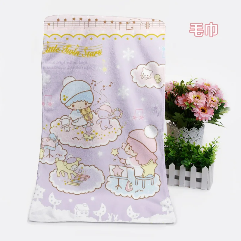 see chart IVYYE 1PCS Little Twin Star Fashion Customized Anime Bath Towels Handkerchief Soft Face Towel Cartoon Washcloth Unisex NEW - Color: see chart