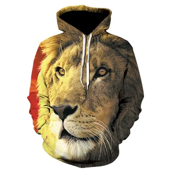 

Men's 3d lion head hoodie with a print animal personality, and 2019 brand hoodie with a stylish tracksuit street coat