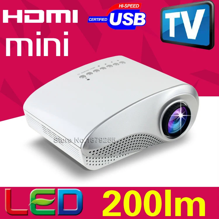 Newest 200lumens 3D Beamer LED Electric Projector Portable Video Pico Micro ProJector Mini HDMI USB AV VGA TV Tuner | Электроника