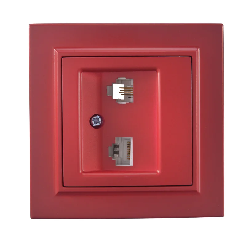 

2019 Pop Socket Rose Red RJ45+RJ11 Euro Wall data with Telephone Socket Power Supply Wall Mount Charger legrand livolo