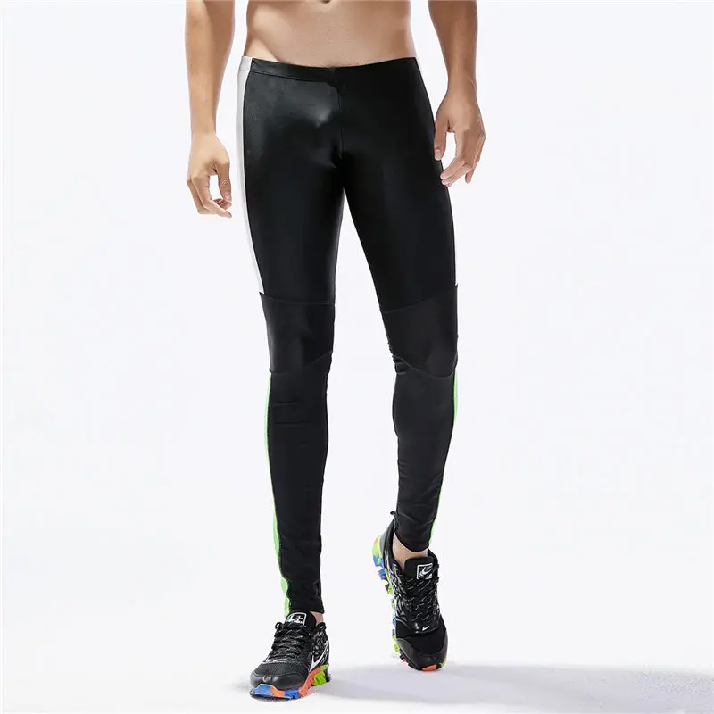 Колготки для бега, мужские спортивные леггинсы, спортивная одежда, длинные брюки, штаны для йоги, зимние, для фитнеса, компрессионные, сексуальные, для спортзала, тонкие - Цвет: Черный