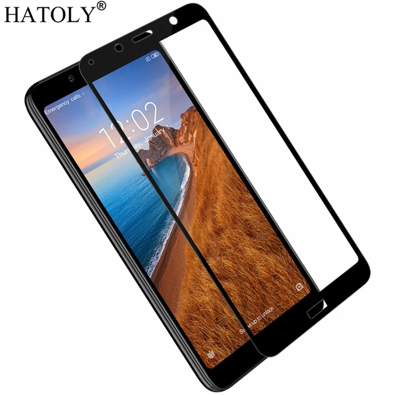 2PCS Tempered Glass For Xiaomi Redmi 7A Screen Protector Full Cover for 3D Curved Edge Film HATOLY | Мобильные телефоны и