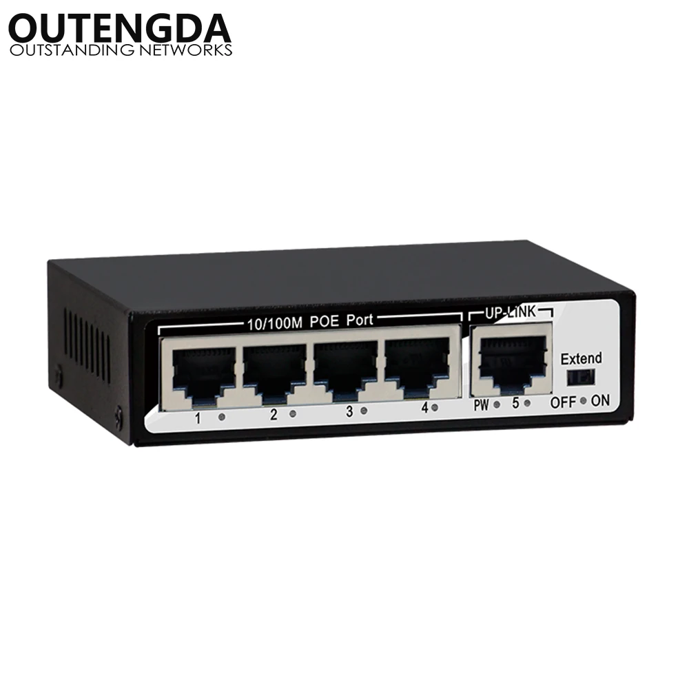 1 + 4 порта 10/100 мбит/с 48 вт мини PoE коммутатор Power over Ethernet IEEE802.3af/at в для IP камер
