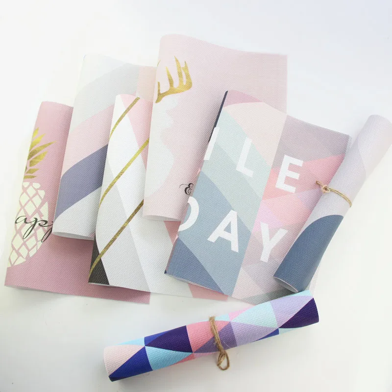 

Chic Pink Serie PVC Placemat Easy Clean Dining Table Mat Disc Pads Insulation Coasters Waterproof Table Cloth Slip-resistant Pad