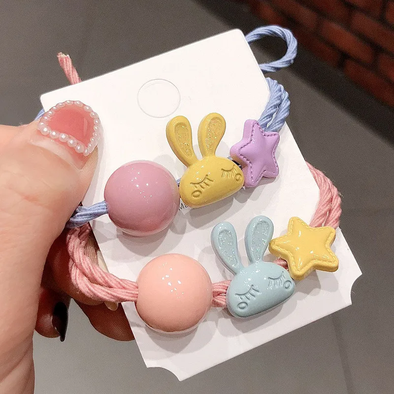 

Korean Acrylic Animal Rabbit Kids Ball Star Pattern Hair Accessories Kids Girl Gift Mini Elastic hair rope