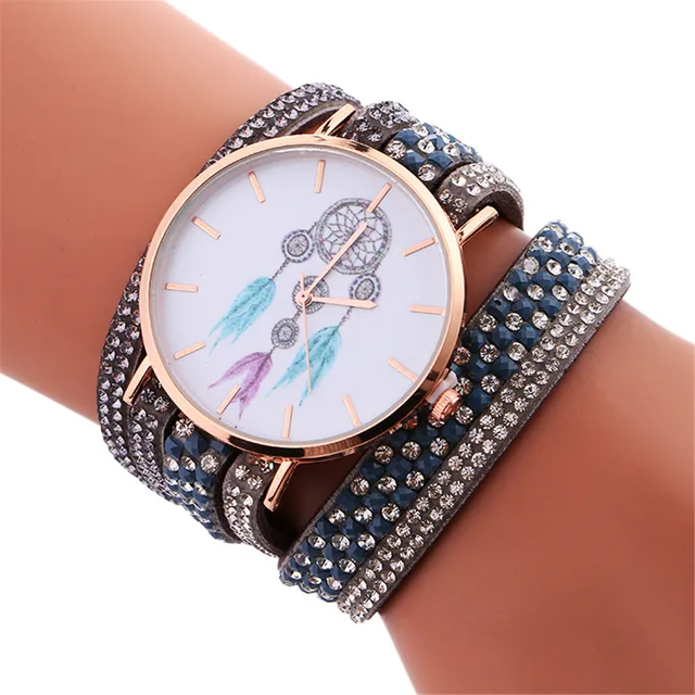 Women Fashion Dream Catcher Pattern Vintage Quartz Watch Winding Leather Band Br Women Fashion Dream Catcher Pattern Vintage Quartz Watch Winding Leather Band Br