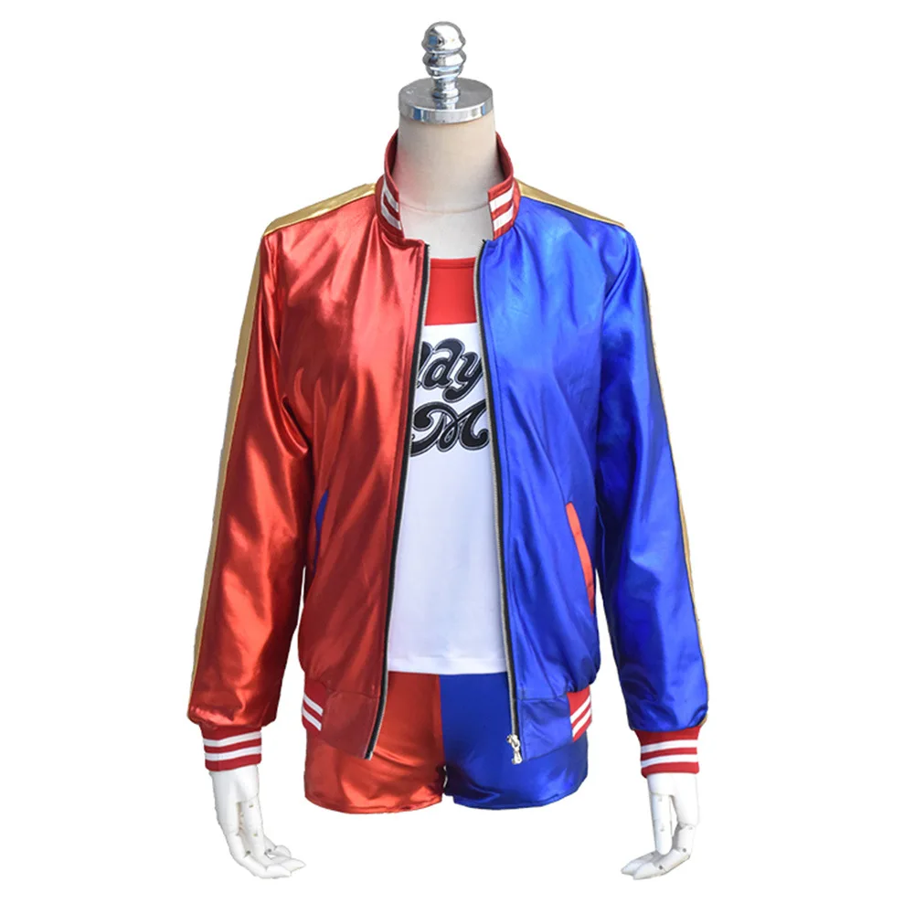 

2019 Batman Suicide Squad Harleen Quinzel Harley Quinn Costumes Cosplay Quinzel Harley full set of uniform Jacket + T Shirt