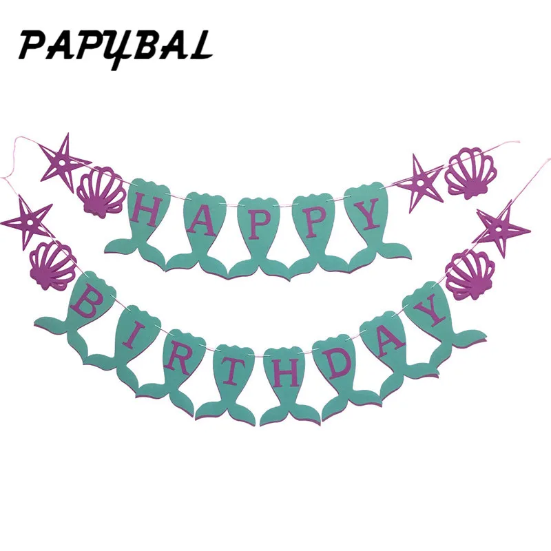

1Set DIY Mermaid Themed Happy Birthday Banner Party Decoration Celebration Favor Gifts Supplies Home Decoration Banner