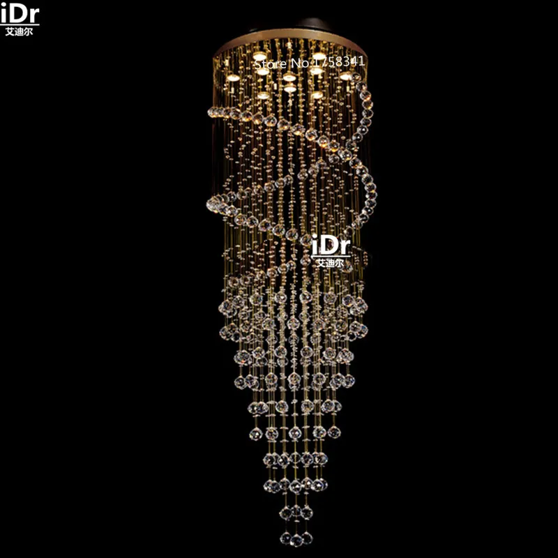 

Modern led crystal lamp circular spiral staircase duplex lamp creative LED Crystal Light Chandeliers Rmy-0488