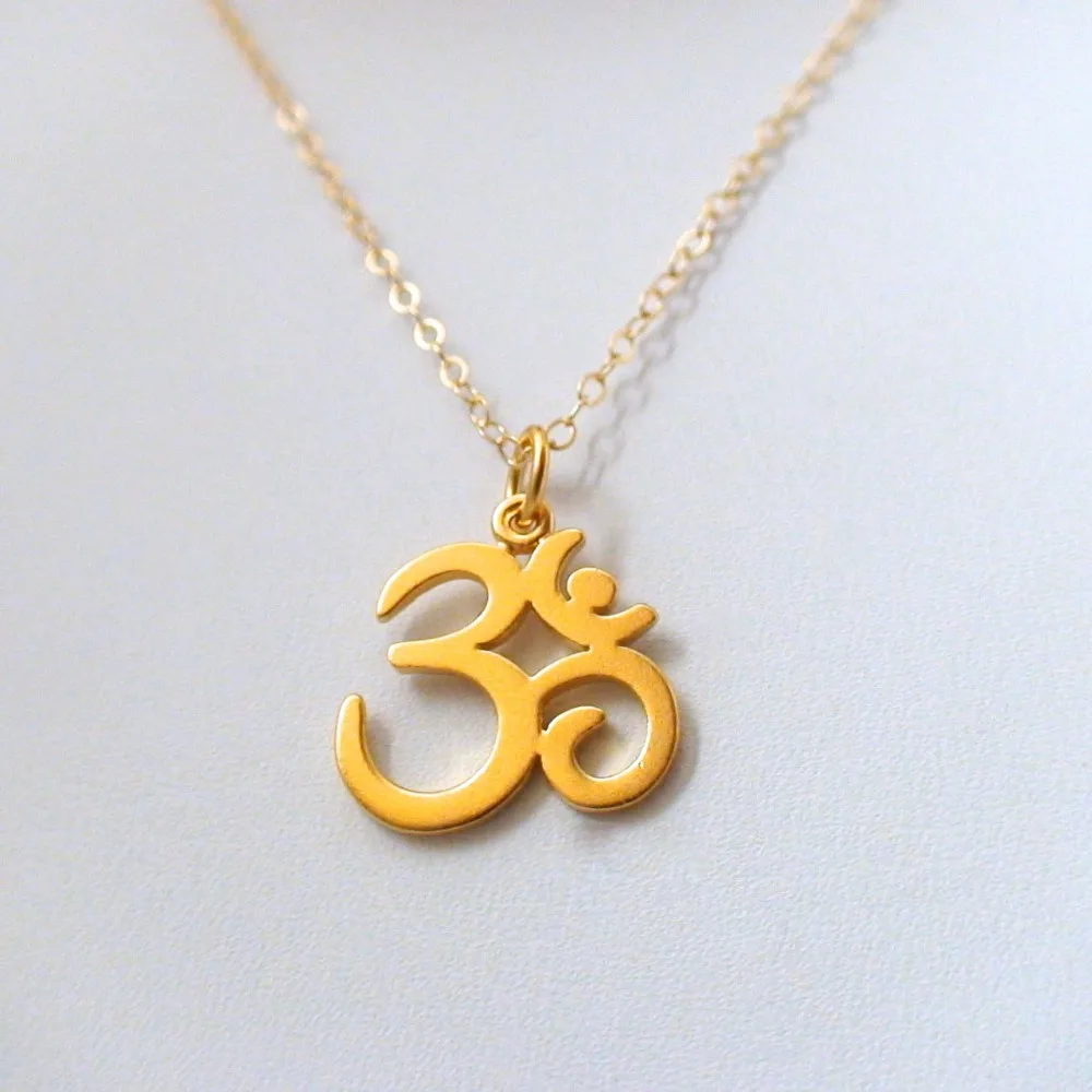 925 sterling silver yellow gold om yoga jewelry ohm pendant necklace