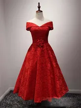 Fashion Red Schulterfrei Cocktail Prom Kleider 2016 Sexy V-ausschnitt Kurze Spitze Pageant Formale Kleid Mit Perlen Blume Taille