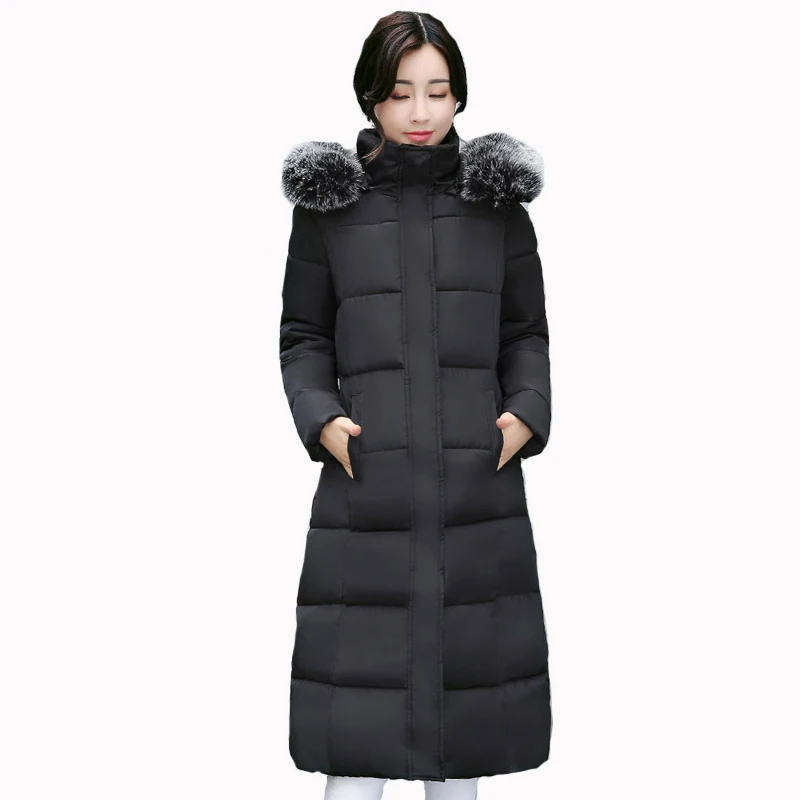 Высококачественная женская зимняя куртка X-long с капюшоном и меховым воротником, верхняя одежда, Женская парка, теплое плотное Женское пальто