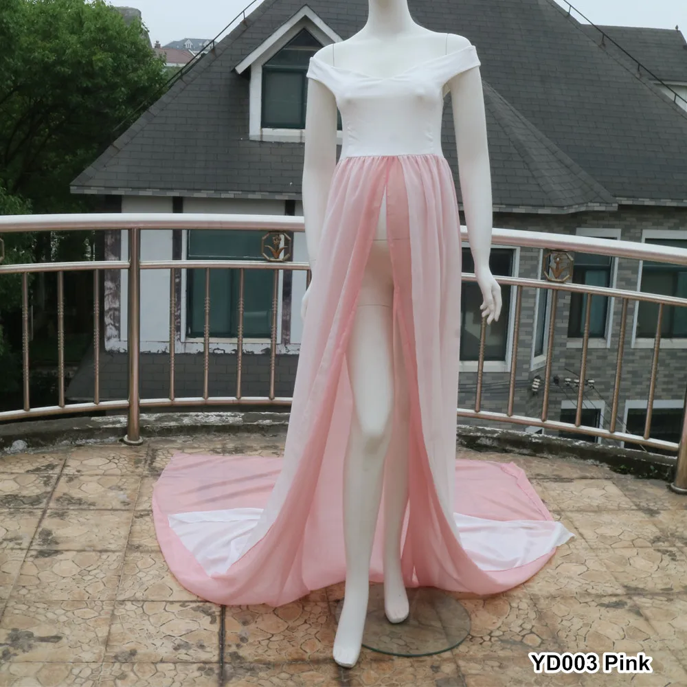 

Sample Clearance ! Soft Chiffon with V neck Split front 2 layer long Train Maternity Photography Dress Baby Shower Gift
