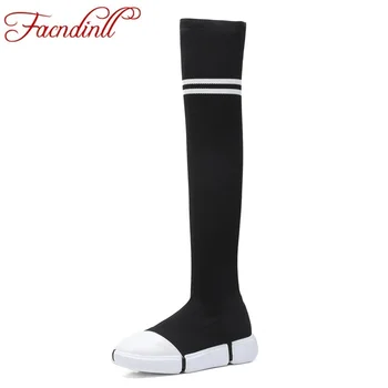 

FACNDINLL new fashion woman long boots autumn winter shoes high quality platform ladies over the knee high boots casual shoes