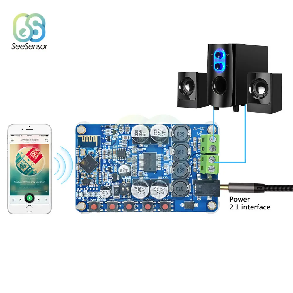 Aideep беспроводной Bluetooth 4,0 аудио приемник Цифровой TDA7492P 50 Вт+ 50 Вт Плата усилителя 2X50 Вт