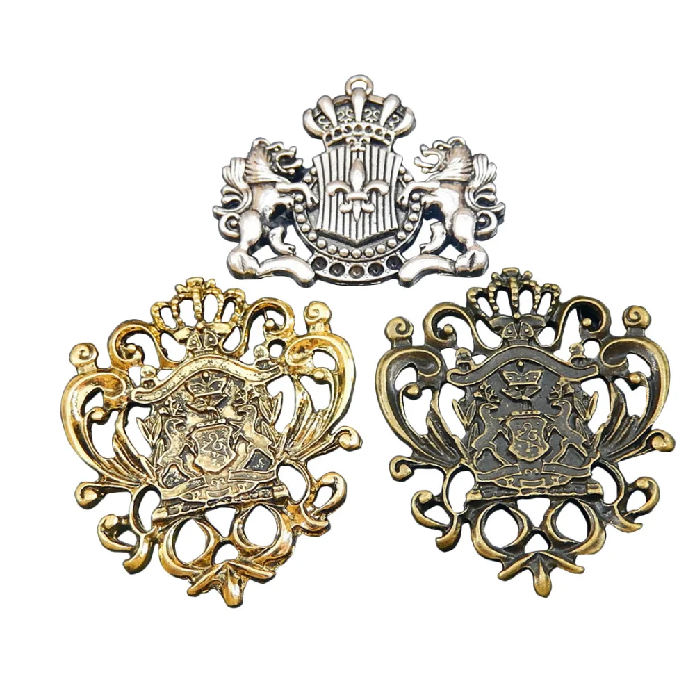 

European Vintage 6pcs/Pack Mix Color Badge Charms For Jewelry Making Findings Accessories Wholesale Three Color Mixed Punk Craft