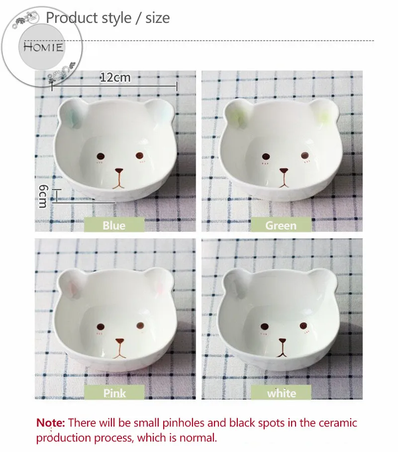 HOMIE Ceramic Cartoon Bear style Dishes Plate Fruit Salad Bowl Tableware Home Party Decor Dining Supplies Children's bowl gift12