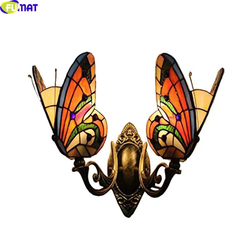 11 Butterfly Stained Glass Tiffany Wall Sconce Lighting Fixture