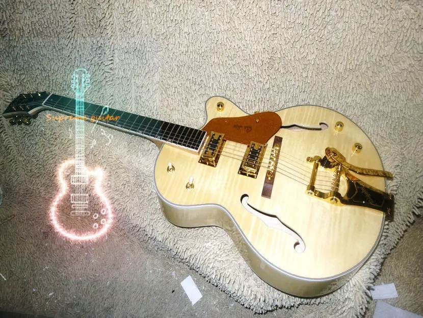 Wholesale and retail Natural Maple Top Electric Guitars Custom Shop Falcon Jazz Guitar with