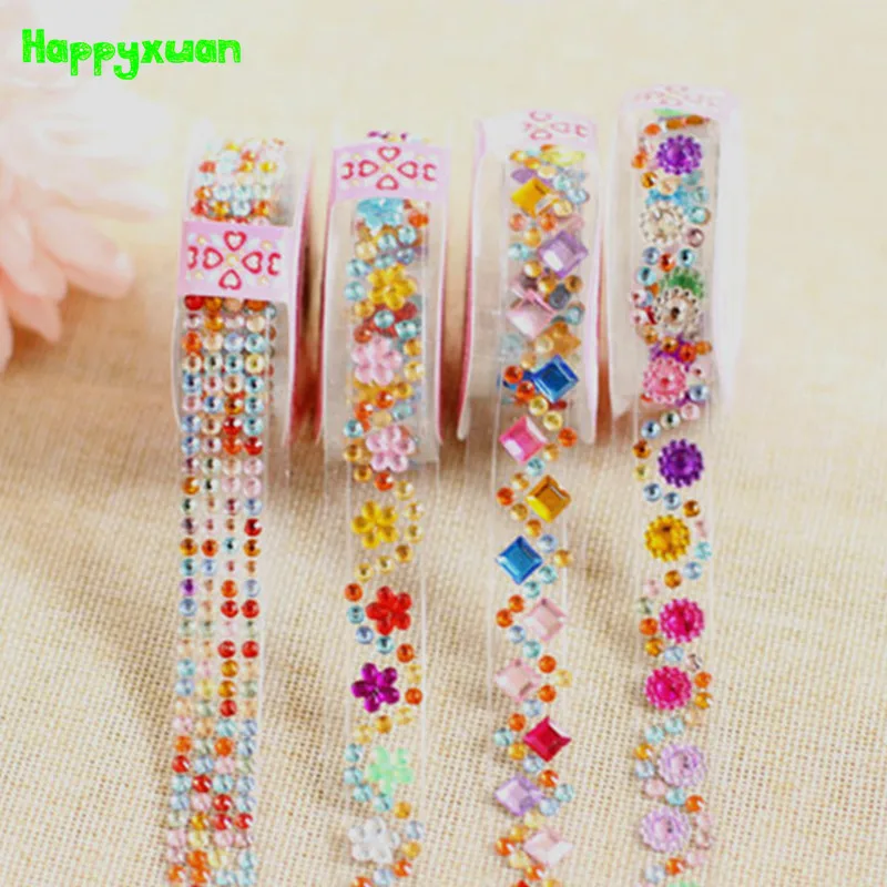 happyxuan 4pcs lot crystal diamond stickers tape sheets diy hand diamond sheet stickers