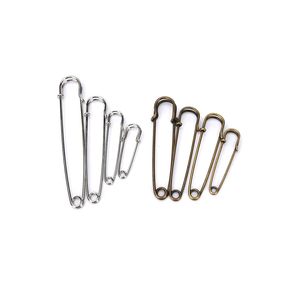 10pcs/pack 4 10cm Size Tone Metal Safety Pins Stainless Steel Brooch Badge Jewelry Safety Pins ...