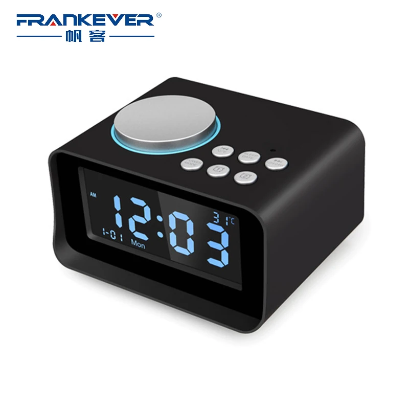 

FrankEver Bluetooth Portable Bluetooth Speaker LCD Snooze Alarm Clock Temperature Display Subwoofer Support Hands Free TF USB FM