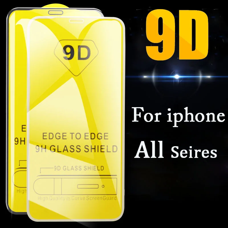 

9D Protective Glass On The For iPhone 7 6 8 Plus x xs xr Tempered Glass Screen Protector on i phone x 7plus 6plus iphone8 film