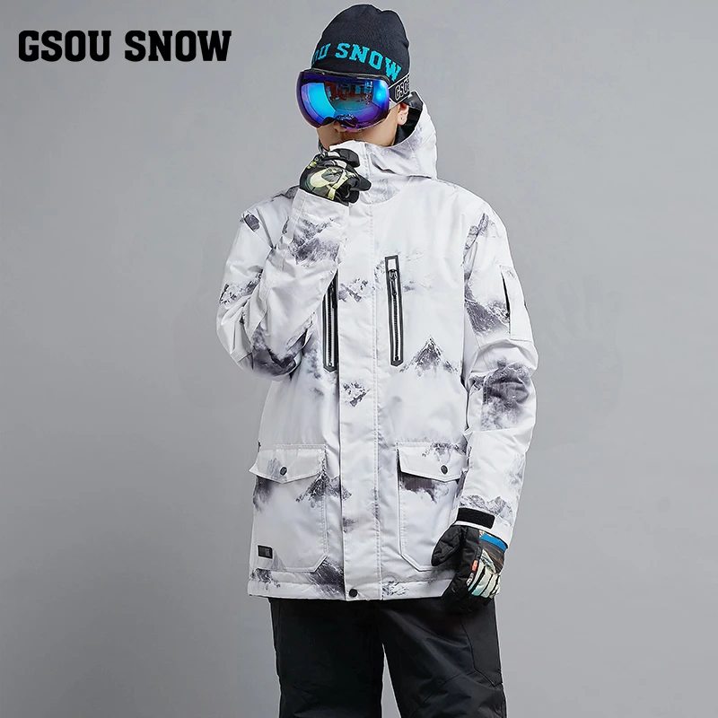 Gsou الثلوج الرجال سترة تزلج الذكور snowboard دثار outdoor الرياضة ارتداء الملابس يندبروف ماء تنفس فائقة دافئ معطف جديد