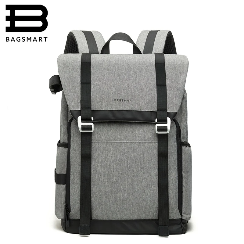 Goedkoop BAGSMART Nieuwe DSLR Camera Rugzak Retro Camera Tas Grijs Travel Camera Rugzak Fotografie met Gevoerde Custom Verdelers