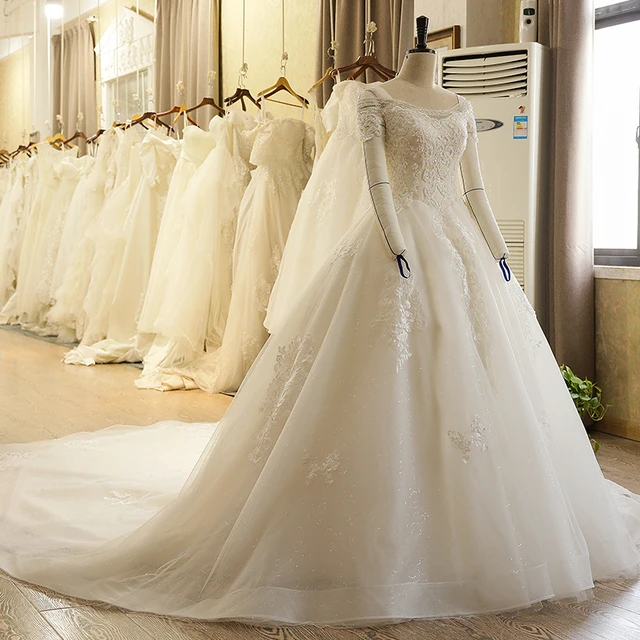 H611T Bateau Off-Shoulder Tulle Lace Applique Cheap Wedding Dresses Custom Made 3