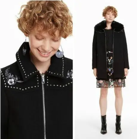 

desigu Spain popular logo lady winter new woolen coat trench coat bags