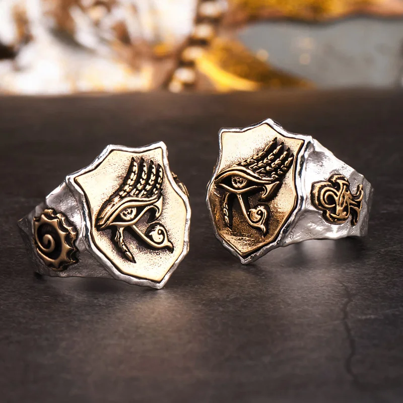 The Eye of Horus rings for man and women S925 silver Index Ring fashion jewelry hippop street culture mygrillz afbeelding