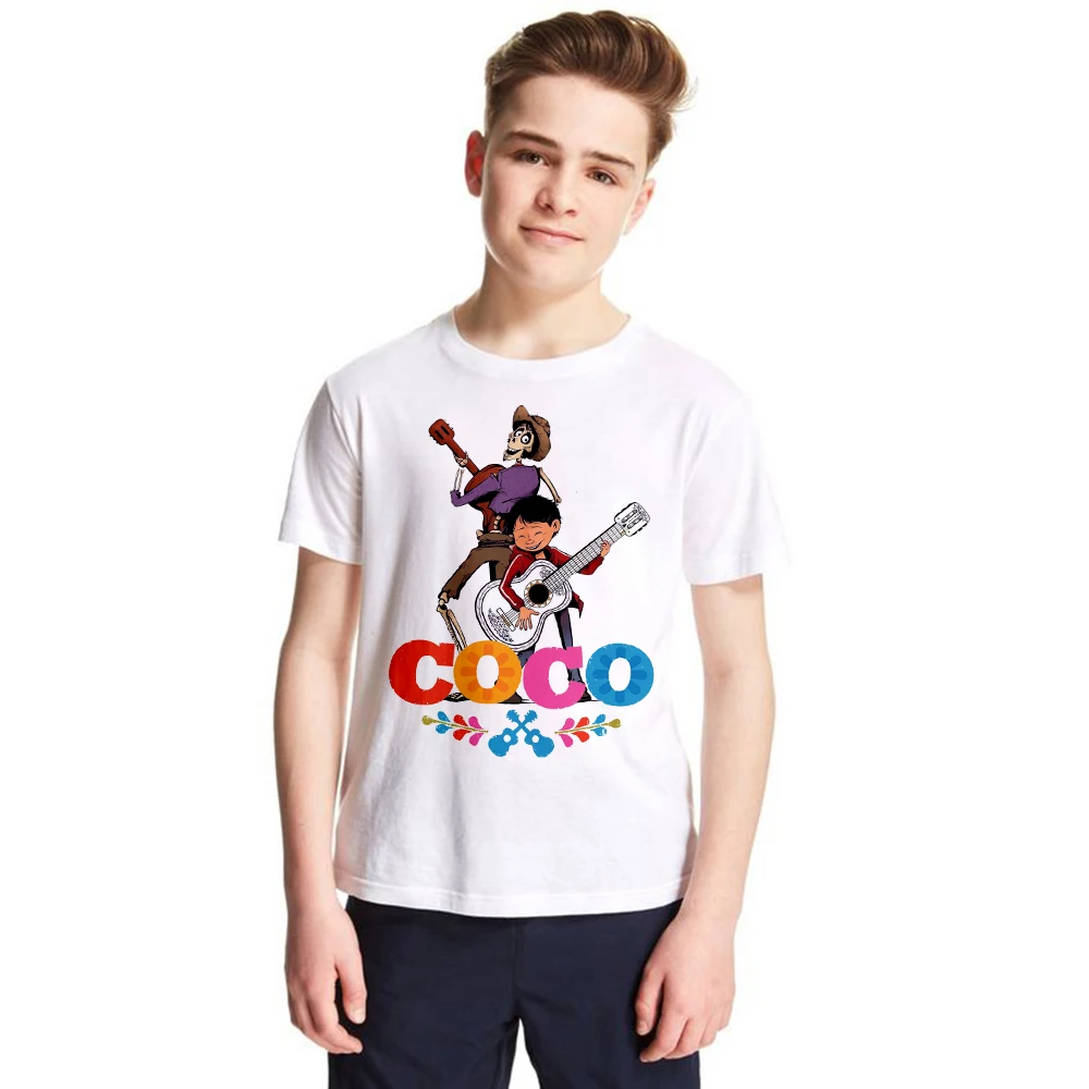 

2018 Coco Pixar Skull Kids T Shirt Miguel Hector Children T-shirt Boys Girls Summer Tops Tees Cartoon Movie Toddler Baby Clothes