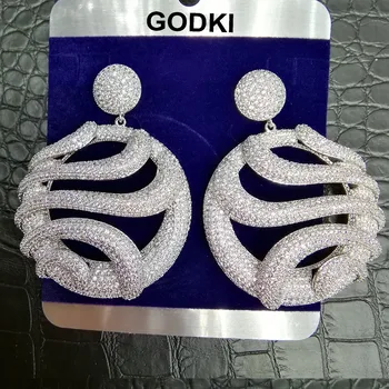 

GODKI Famous Brand Stars Luxury Dangle Earrings for Women Wedding Full Micro CZ Cubic Zircon Crystal CZ Bohemia Hot Earring 2019