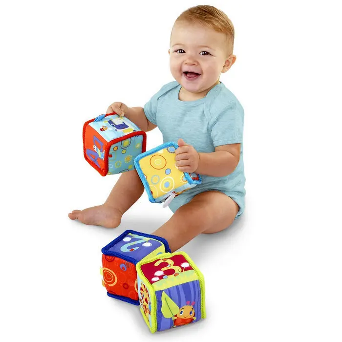 bohs brand cloth soft grab and stack blocks baby development toys in