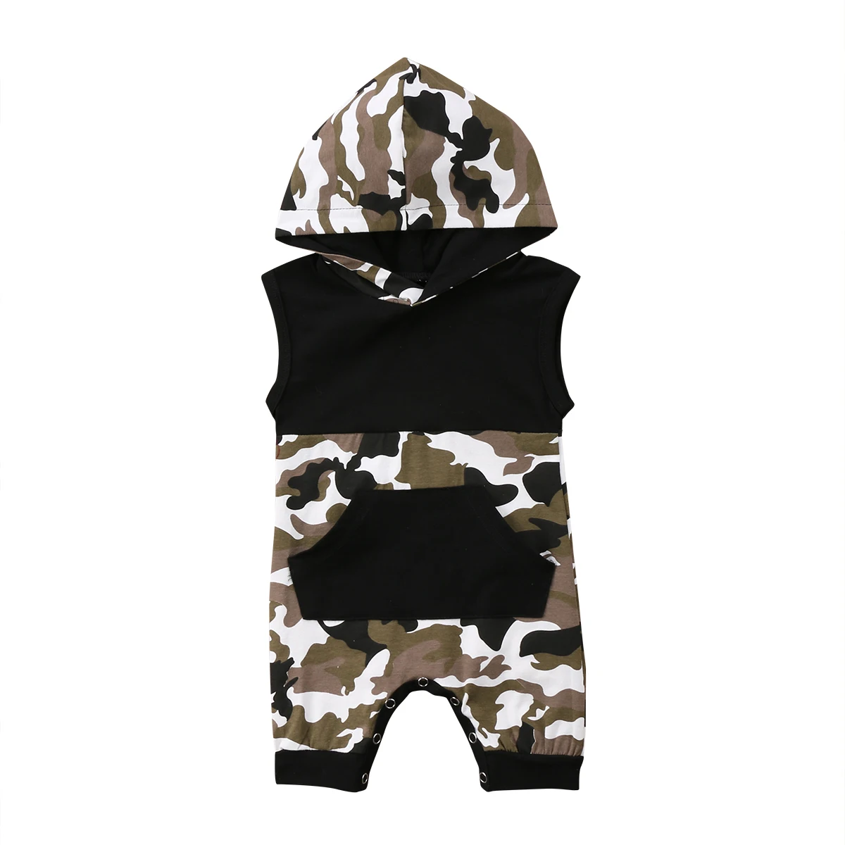 

0-3Y Newborn Toddler Baby Boy Girl Camouflage Clothes Sleeveless Hooded Romper Jumpsuit Outfits