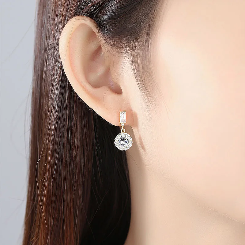 

SLBRIDAL Prong Setting Fashion Zirconia Earring Bridal Earring AAA Grade Cubic Zircon Earring Wedding Dangle Drop Girls Earring