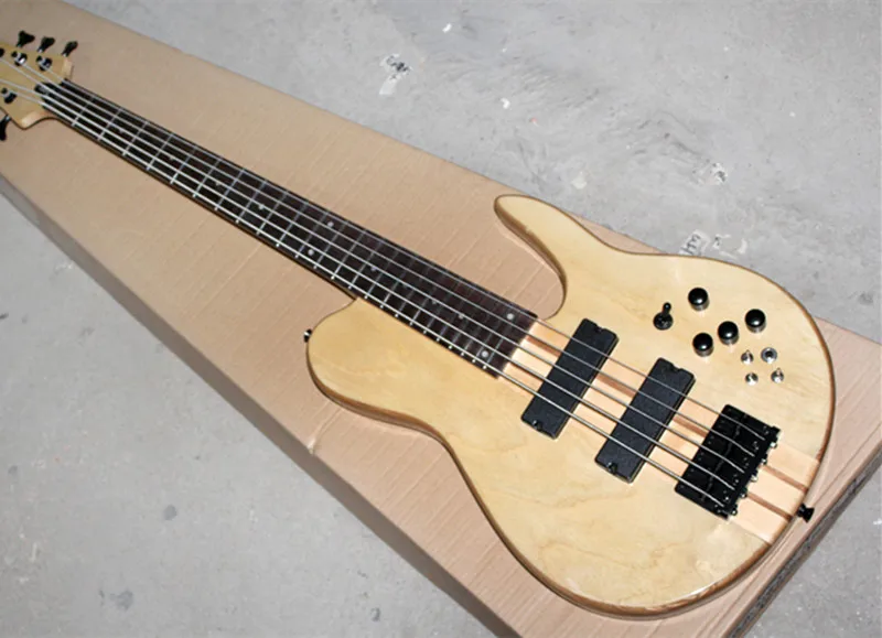 5 string ASH Neck Thru Body Electric Bass Guitar with Rosewood