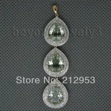 10.50Ct Vintage Solid 14Kt Rose Gold Green Amethyst Necklace Pendant Pear 9x11mm for Women Jewelry ER002